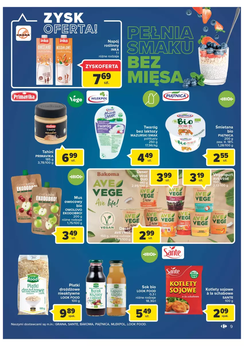 Gazetka promocyjna Carrefour - Gazetka Carrefour ZyskOferty - ważna 04.05 do 14.05.2022 - strona 9 - produkty: Bakoma, Deser, Gra, Imbir, Koc, Mięta, Napój, Piątnica, Sante, Ser, Sok, Vegangurt