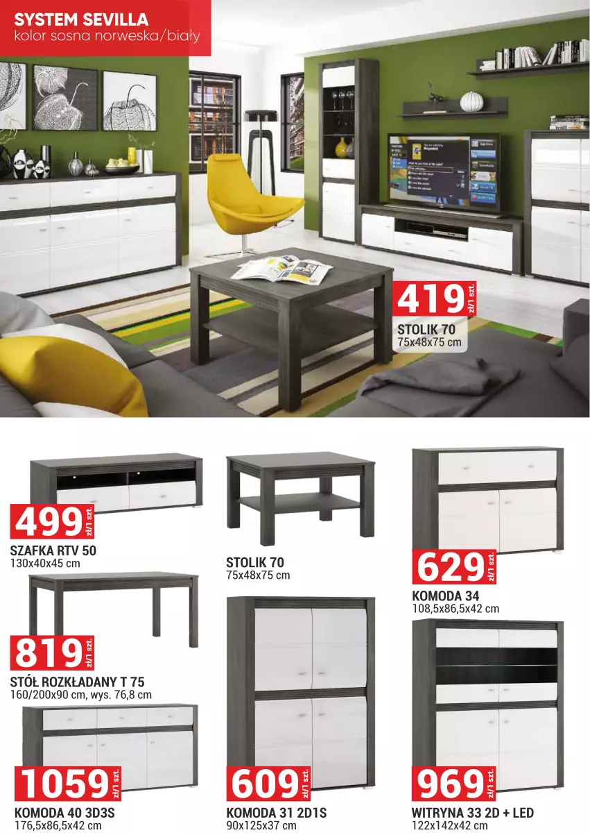 Gazetka promocyjna Merkury Market - ważna 01.06 do 30.06.2025 - strona 16 - produkty: Komoda, Moda, Stół, Stół rozkładany, Stolik, Szafka, Witryna