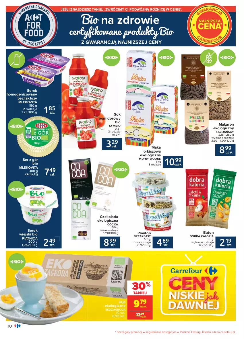 Gazetka promocyjna Carrefour - Gazetka Carrefour - ważna 15.02 do 27.02.2021 - strona 10 - produkty: Baton, Czekolada, Fa, Jaja, Mąka, Makaron, Mleko, Mlekovita, Piątnica, Ser, Serek, Serek homogenizowany, Serek wiejski, Sok, Sok pomidorowy, Zdrowie