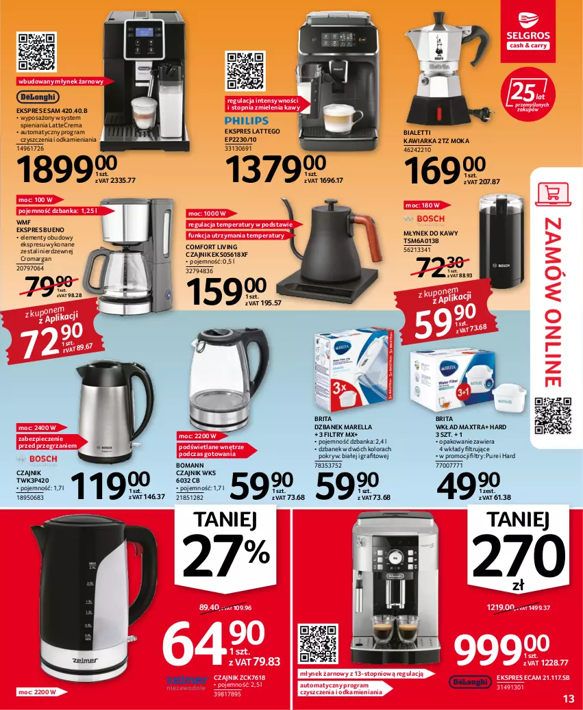 Gazetka promocyjna Selgros - Oferta przemysłowa - ważna 11.08 do 24.08.2022 - strona 13 - produkty: Brit, Brita, Czajnik, Dzbanek, Gra, Kawiarka, Młynek, Młynek do kawy, Piec, Pur, Top