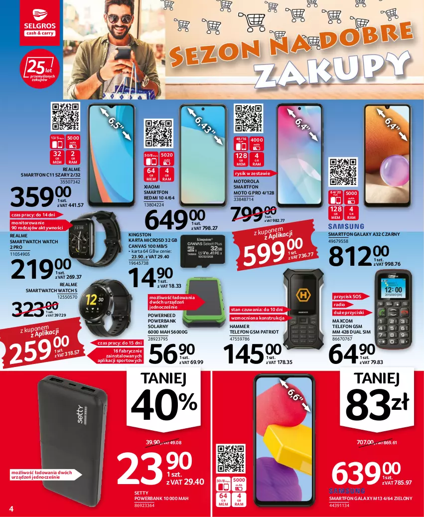 Gazetka promocyjna Selgros - Oferta przemysłowa - ważna 11.08 do 24.08.2022 - strona 4 - produkty: Fa, Gala, Monitor, Motorola, Por, Powerbank, Smartfon, Smartwatch, Sos, Sport, Telefon