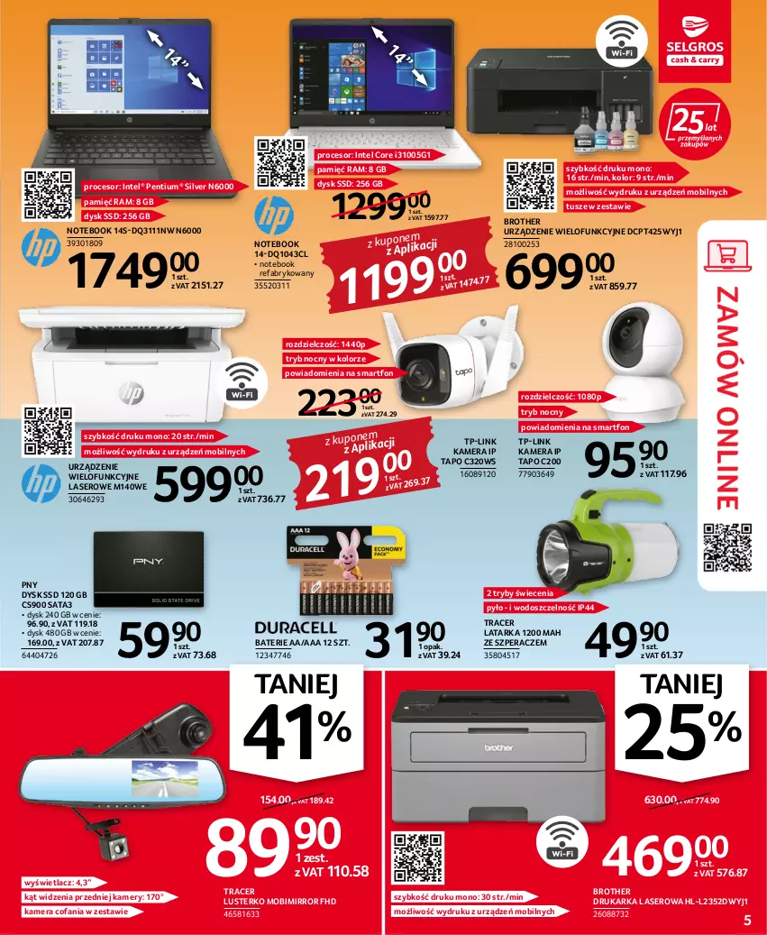 Gazetka promocyjna Selgros - Oferta przemysłowa - ważna 11.08 do 24.08.2022 - strona 5 - produkty: Acer, Brother, Drukarka, Fa, Intel, Kamera, Kamery, Latarka, Mobil, Notebook, Pentium, Procesor, Ser, Smartfon, Tarka, TP-Link, Tusz, Urządzenie wielofunkcyjne