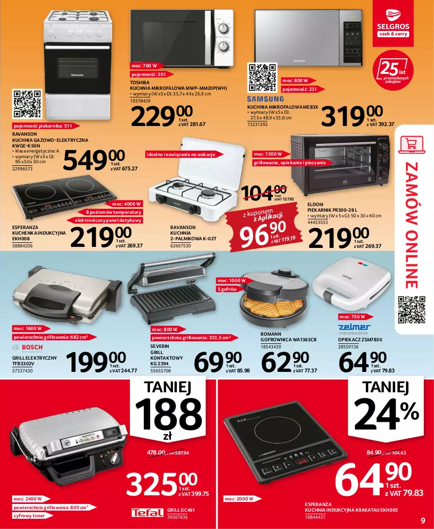 Gazetka promocyjna Selgros - Oferta przemysłowa - ważna 11.08 do 24.08.2022 - strona 9 - produkty: Fa, Gofrownica, Grill, Grill kontaktowy, Kuchnia, Kuchnia gazowo-elektryczna, Piec, Piekarnik, Toshiba