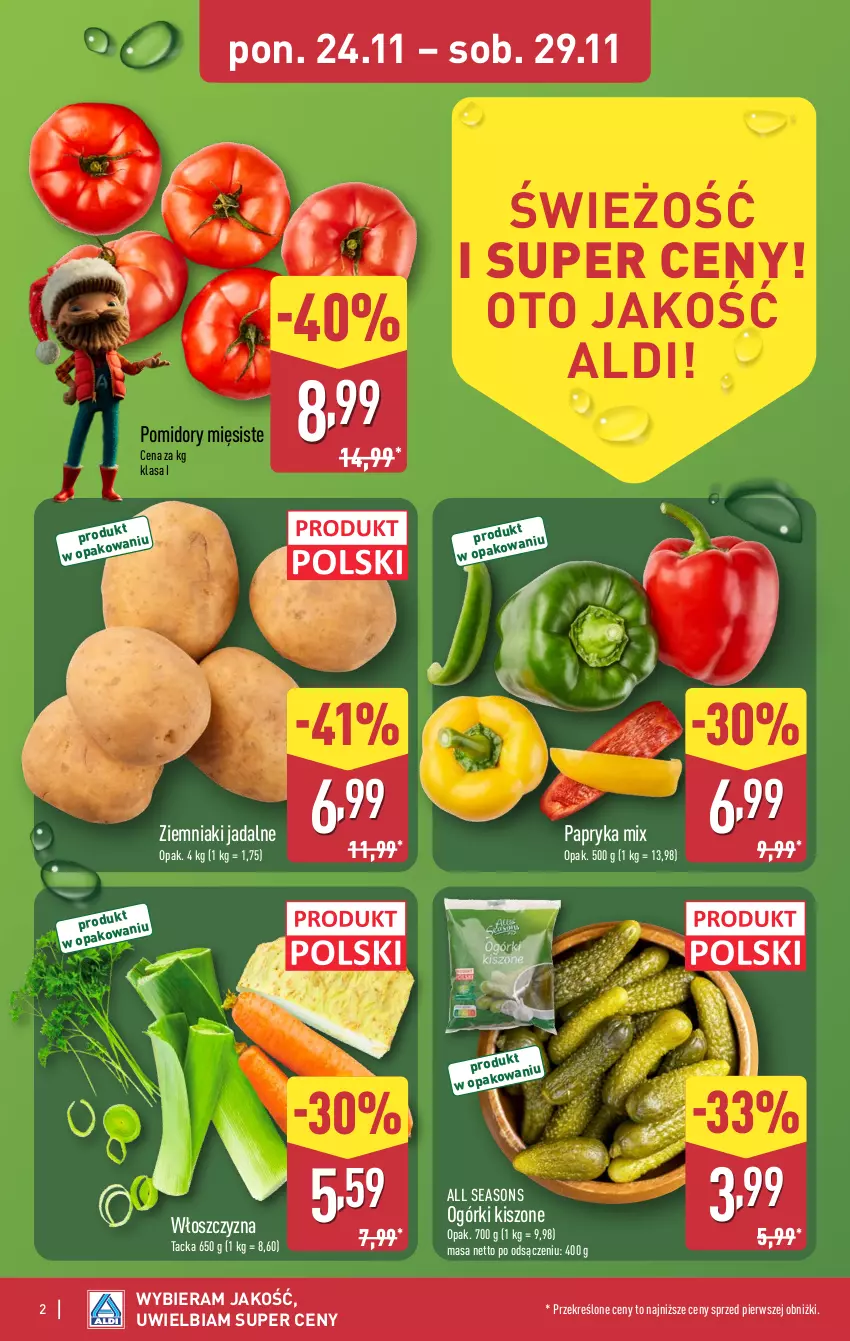 Gazetka promocyjna Aldi - Pełna oferta - ważna 24.11 do 29.11.2025 - strona 2 - produkty: All Seasons, Papryka, Pomidory, Ziemniaki