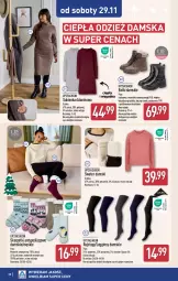 Gazetka promocyjna Aldi - Pełna oferta - Gazetka - ważna od 29.11 do 29.11.2025 - strona 38 - produkty: Sweter, Top, Gin, Karp, Rajstopy, Skarpetki, Wełna, Bieżnik, Legginsy, Sukienka, Botki, Fa
