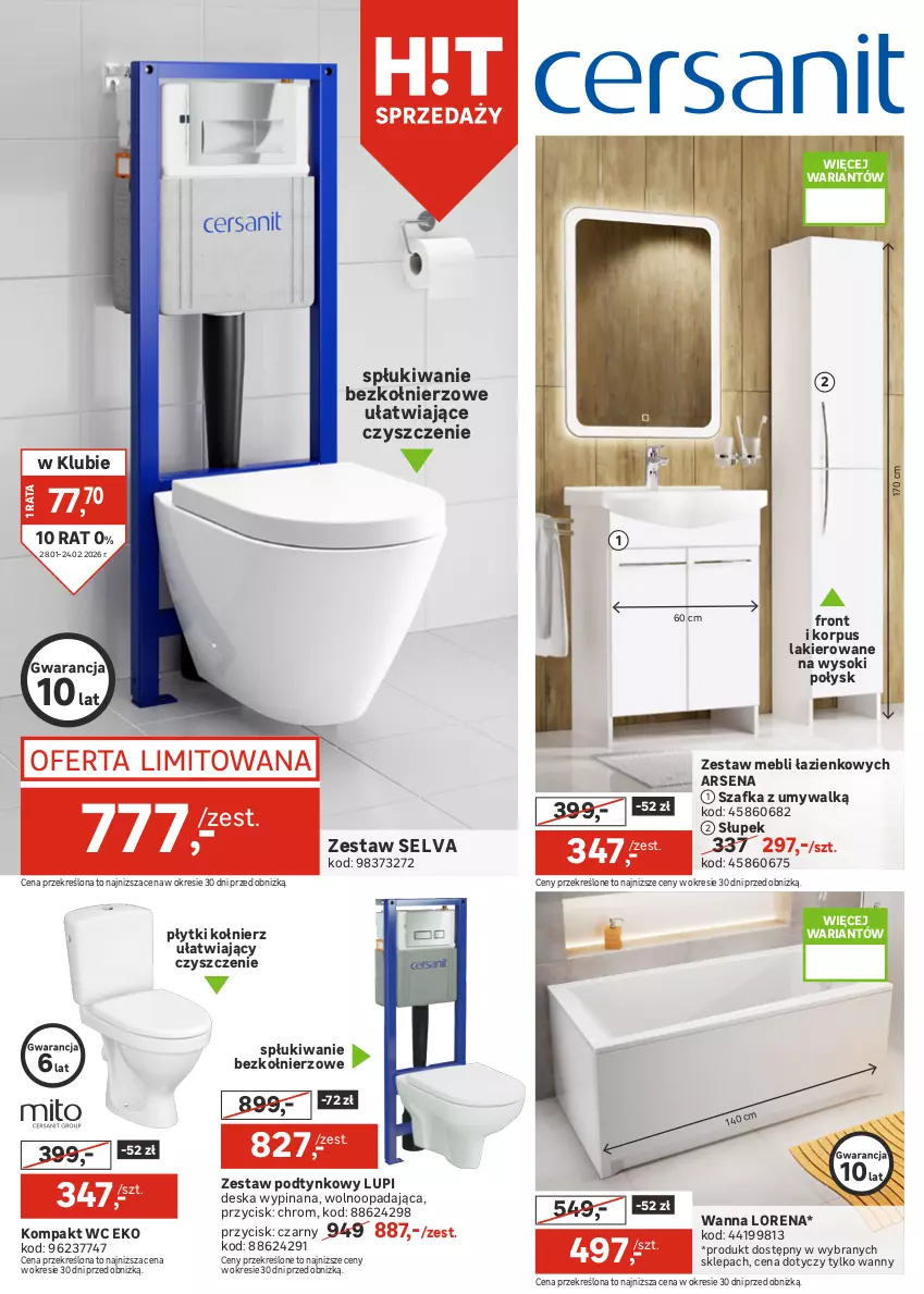 Gazetka promocyjna Leroy Merlin - Gazetka Leroy Merlin - ważna 28.01 do 24.02.2026 - strona 14 - produkty: Deska sedesowa, Gra, Kompakt WC, Lakier, Słupek, Sok, Szafka, Wanna