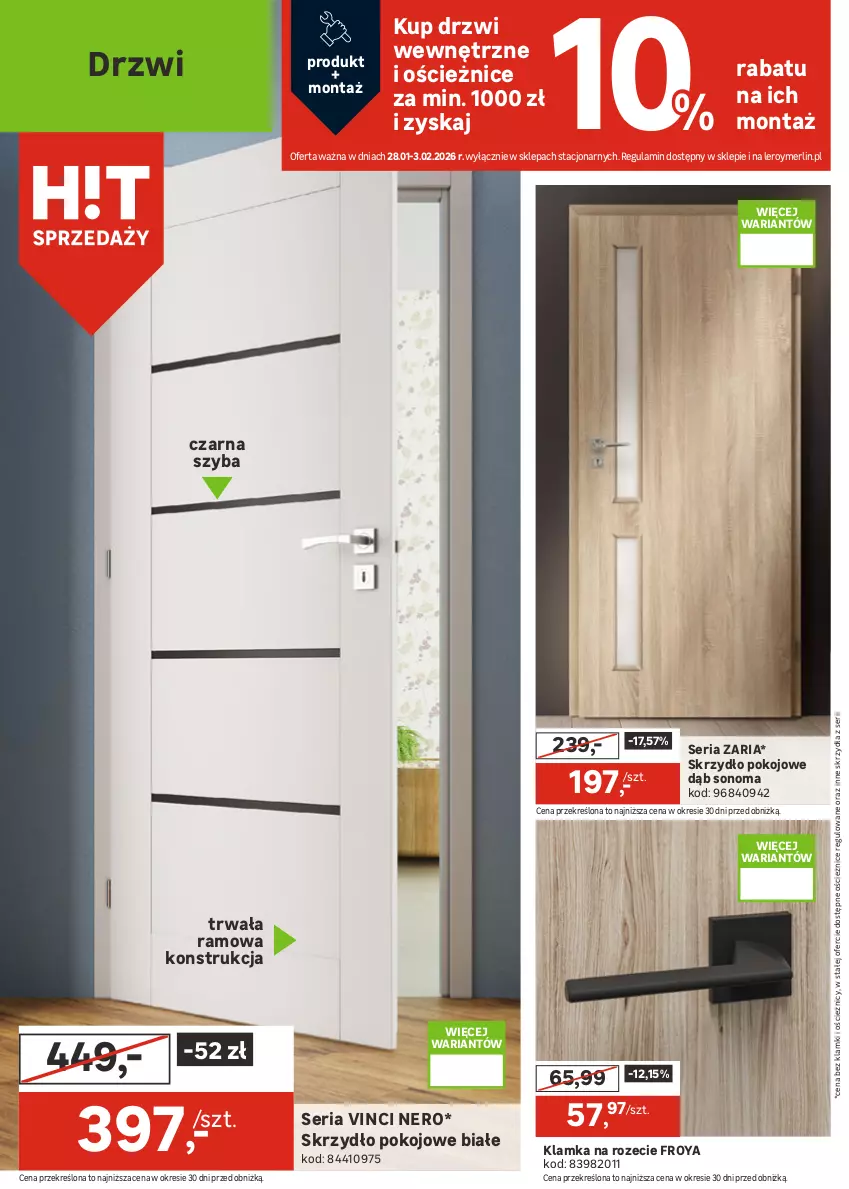 Gazetka promocyjna Leroy Merlin - Gazetka Leroy Merlin - ważna 28.01 do 24.02.2026 - strona 4 - produkty: Drzwi, Klamka, Opaska, Ser