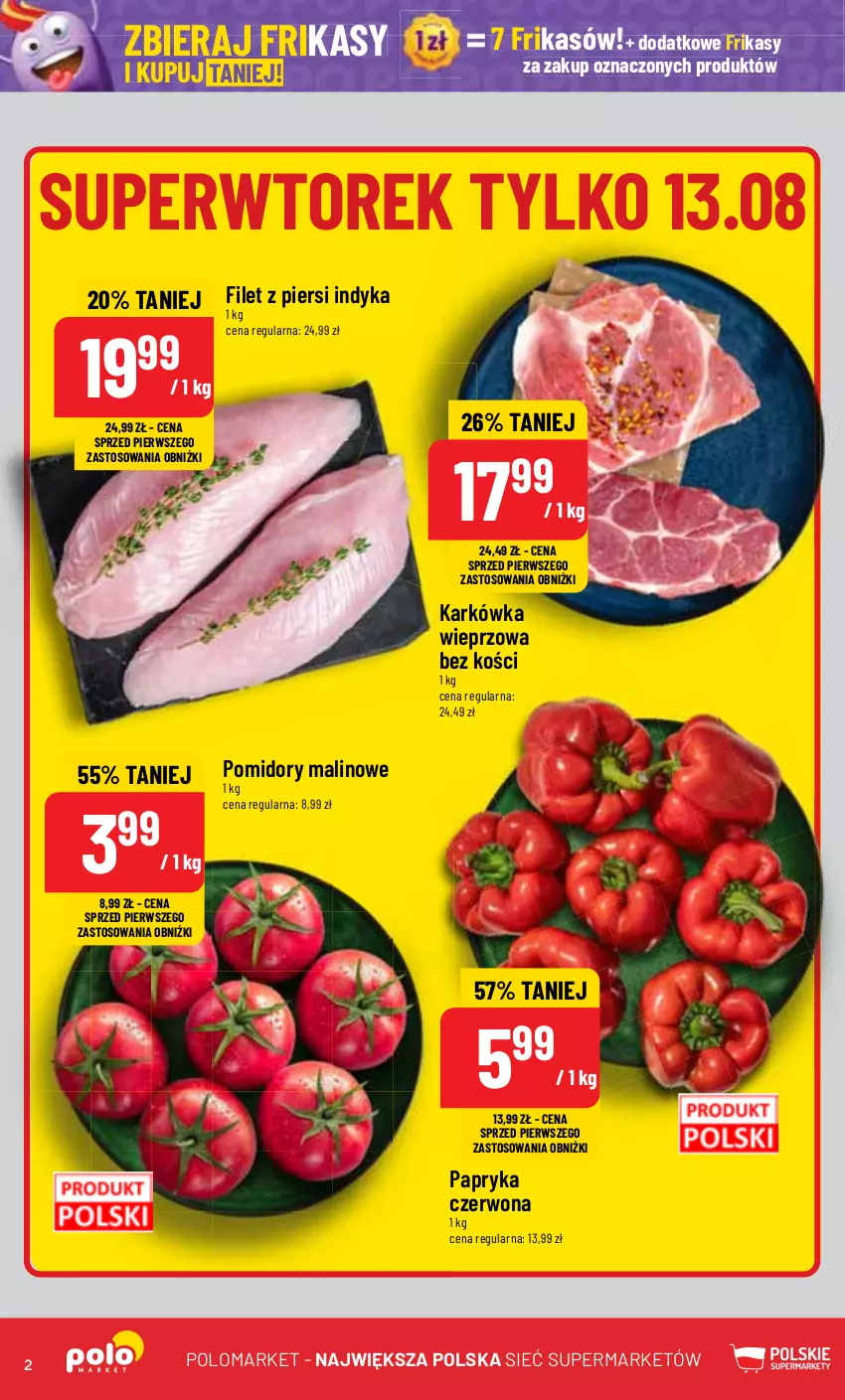 Gazetka promocyjna PoloMarket - Gazetka pomocyjna - ważna 07.08 do 13.08.2024 - strona 2 - produkty: Karkówka wieprzowa, Papryka, Papryka czerwona, Pomidory