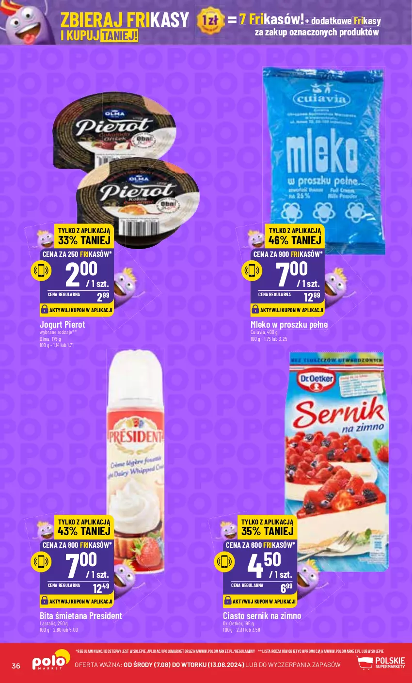 Gazetka promocyjna PoloMarket - Gazetka pomocyjna - ważna 07.08 do 13.08.2024 - strona 36 - produkty: Ciasto sernik, Dr. Oetker, Jogurt, Mleko, Mleko w proszku, Olma, Ser