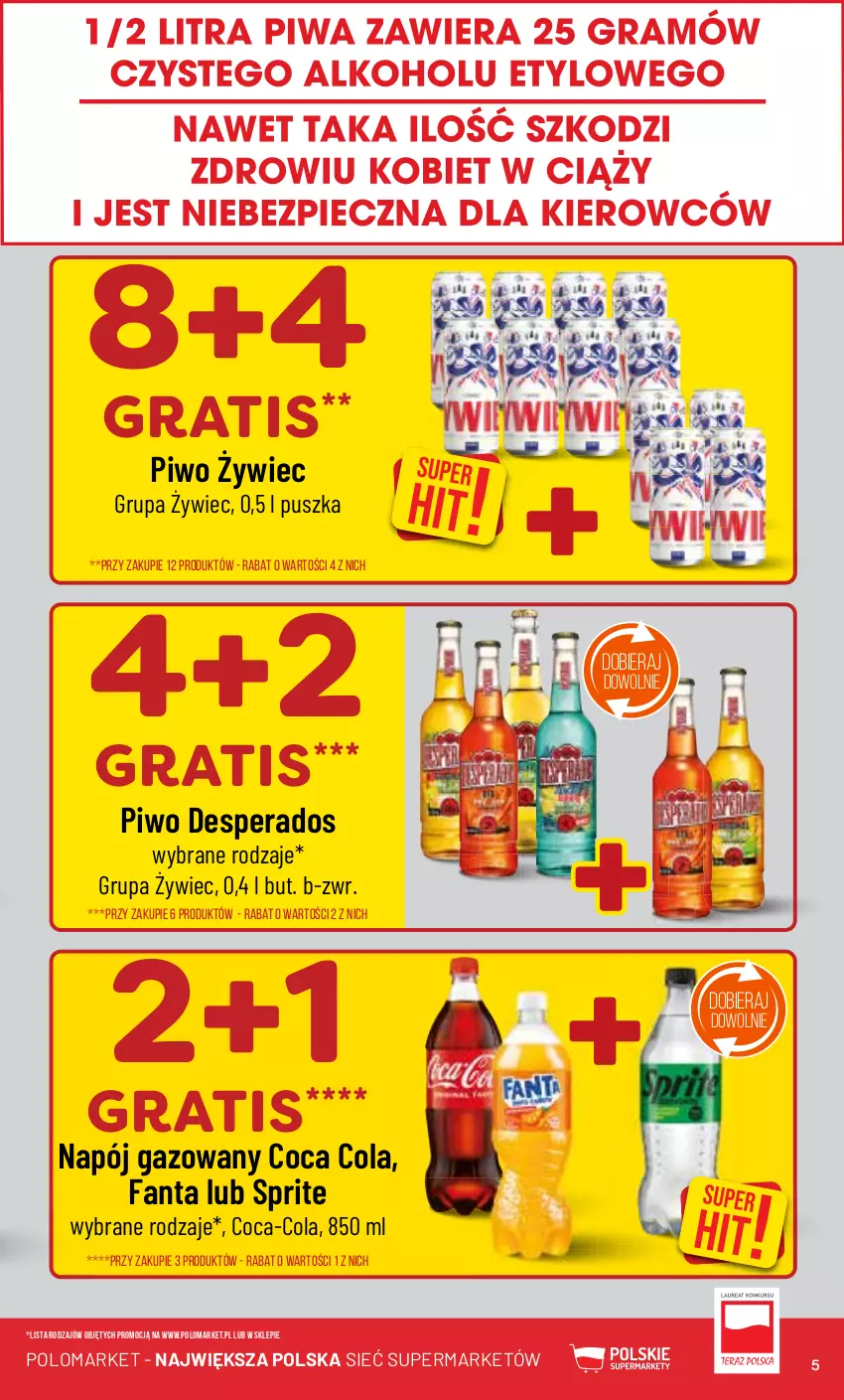 Gazetka promocyjna PoloMarket - Gazetka pomocyjna - ważna 07.08 do 13.08.2024 - strona 5 - produkty: Coca-Cola, Desperados, Fa, Fanta, Gra, Napój, Napój gazowany, Piwo, Ryż, Sprite, Tera