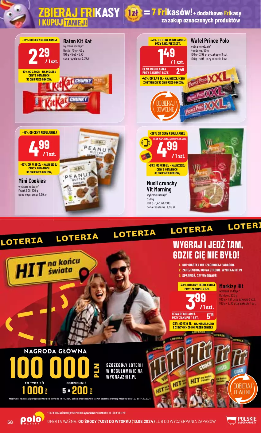 Gazetka promocyjna PoloMarket - Gazetka pomocyjna - ważna 07.08 do 13.08.2024 - strona 58 - produkty: Baton, Kit Kat, Mus, Prince Polo