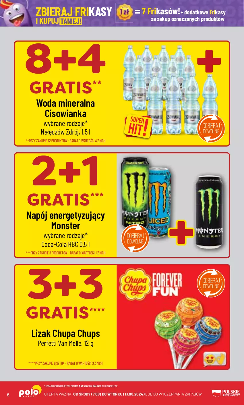 Gazetka promocyjna PoloMarket - Gazetka pomocyjna - ważna 07.08 do 13.08.2024 - strona 8 - produkty: Chupa Chups, Cisowianka, Coca-Cola, Gra, Napój, Woda, Woda mineralna