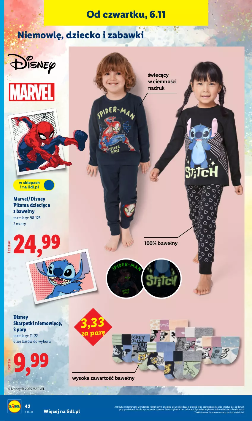 Gazetka promocyjna Lidl - GAZETKA - ważna 03.11 do 07.11.2025 - strona 46 - produkty: Disney, Dzieci, Karp, Piżama, Skarpetki, Sok