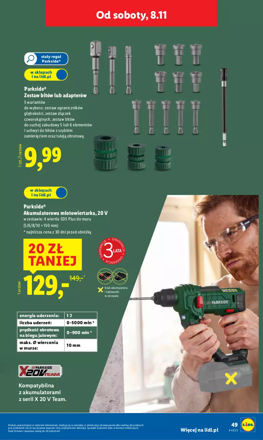 Gazetka promocyjna Lidl - GAZETKA - ważna 03.11 do 07.11.2025 - strona 53 - produkty: Akumulator, Gra, Młot, Młotowiertarka, Parkside, Regał, Ser, Tarka, Wiertarka