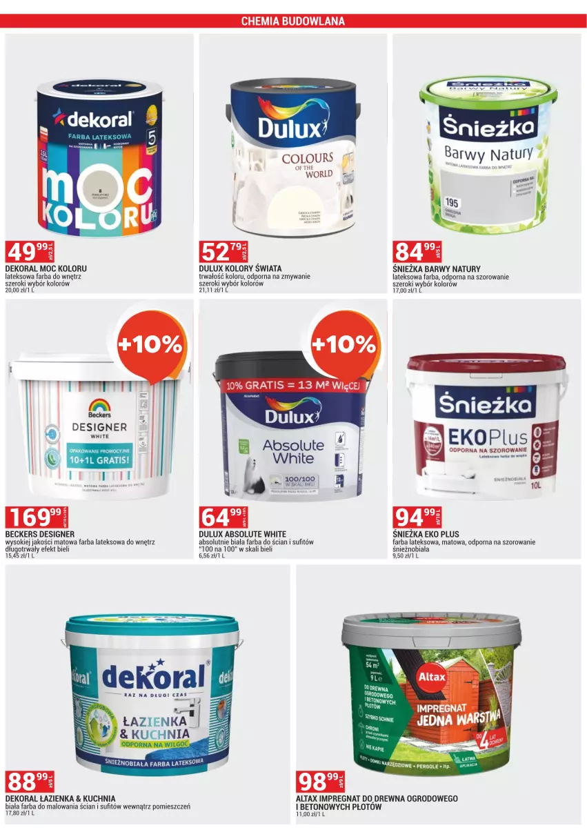 Gazetka promocyjna Merkury Market - ważna 01.03 do 31.03.2023 - strona 27 - produkty: Absolut, Beckers, Dekoral, Dulux, Fa, Farba do wnętrz, Farba lateksowa, Gra, Kuchnia, LANA, Por, Sok, Tarta