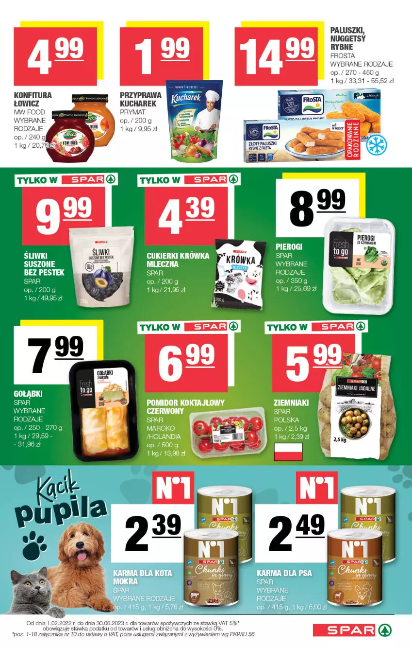 Gazetka promocyjna Spar - Spar - ważna 15.01 do 25.01.2023 - strona 5 - produkty: Cukier, Cukierki, Frosta, Konfitura, Kucharek, Prymat, Sok, Ziemniaki