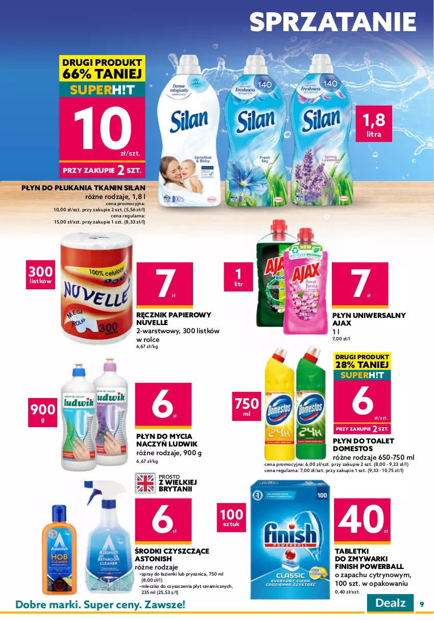 Gazetka promocyjna Dealz - WIELKIE OTWARCIE 26.08.2022 🥳Drawsko Pomorskie, Galeria Hosso - ważna 26.08 do 09.09.2022 - strona 9 - produkty: Ajax, Aquafresh, Chusteczki, Do mycia naczyń, Domestos, Finish, Gillette, Ludwik, Mleczko, Mydło, Mydło w płynie, Nivea, Olej, Palmolive, Papier, Pasta do zębów, Pianka do golenia, Płyn do mycia, Płyn do mycia naczyń, Płyn do płukania, Ręcznik, Silan, Szampon, Tablet, Tabletki do zmywarki, Zmywarki