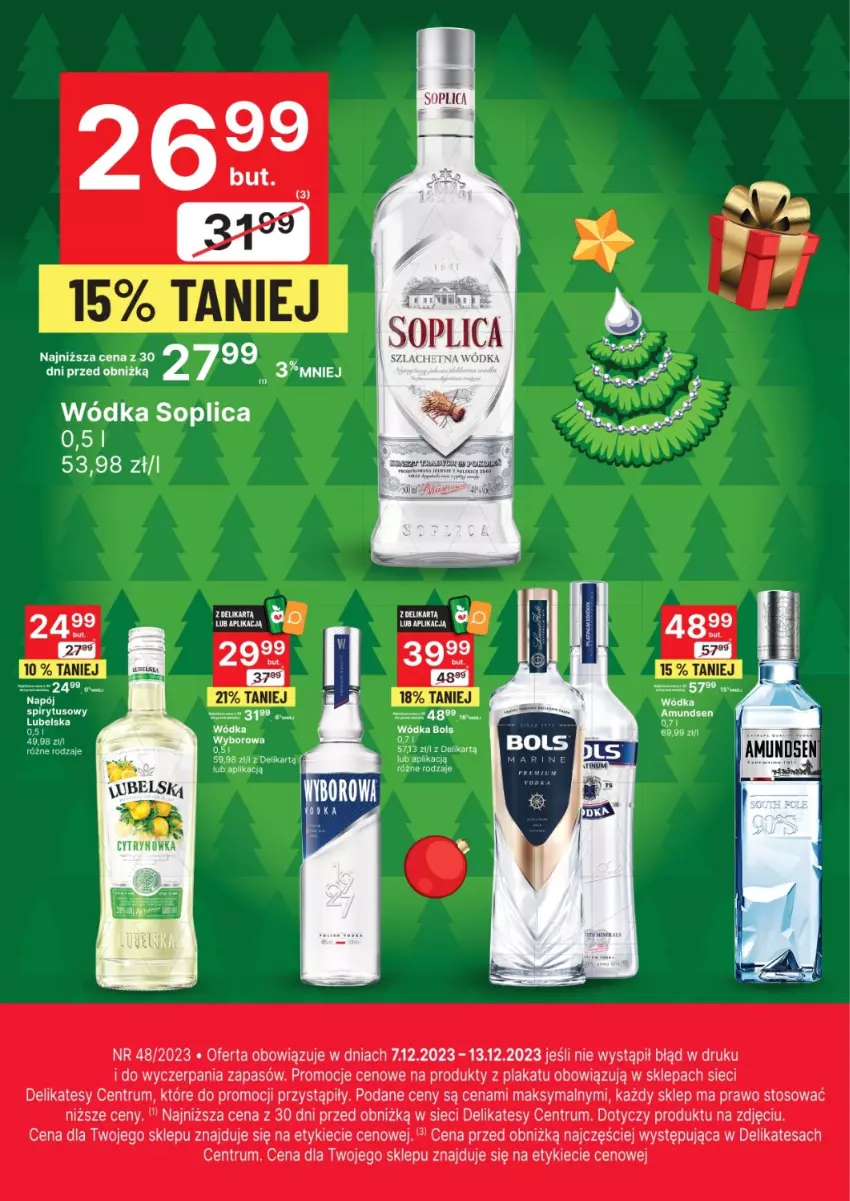 Gazetka promocyjna Delikatesy Centrum - Folder alkoholowy DC48 - ważna 07.12 do 13.12.2023 - strona 1 - produkty: Amundsen, Bols, Koc, Napój, Rum, Soplica, Wódka, Wyborowa