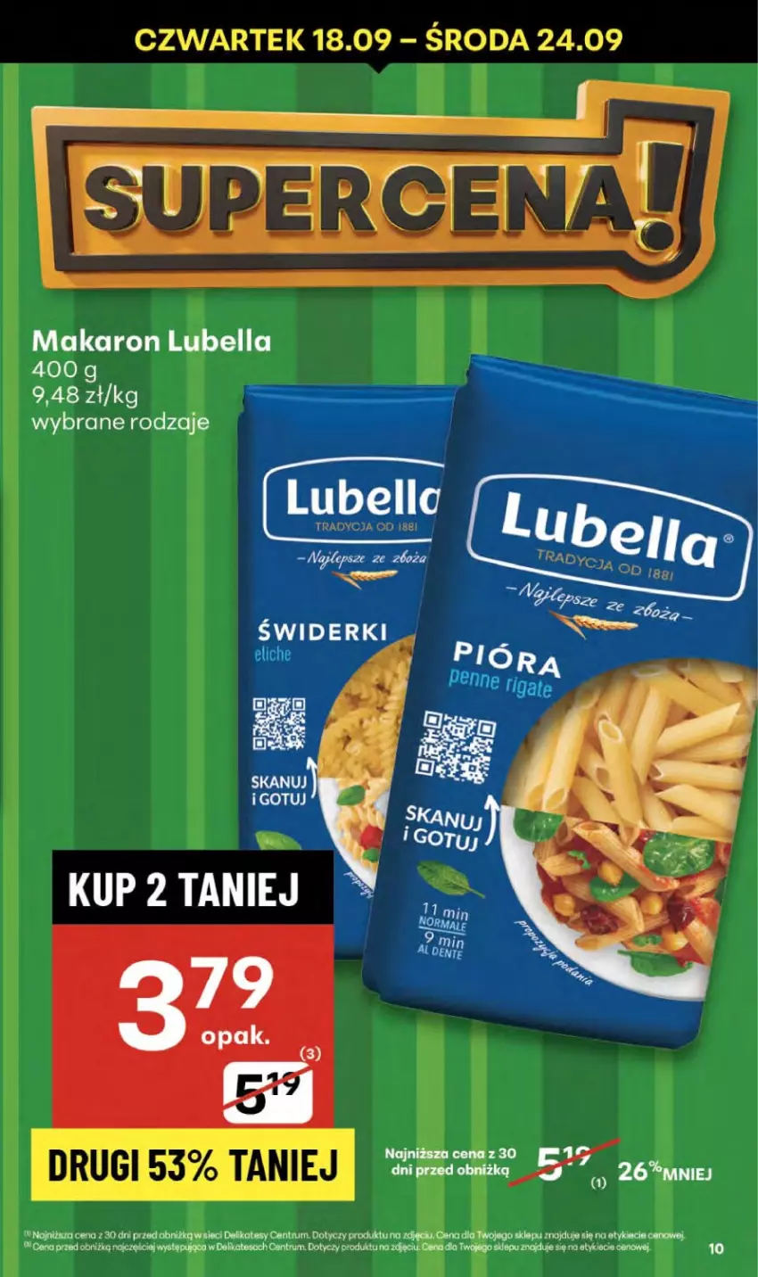 Gazetka promocyjna Delikatesy Centrum - Franczyza DC38 Czwartek - ważna 18.09 do 24.09.2025 - strona 10 - produkty: Bell, Bella, Lubella, Makaron, Rum