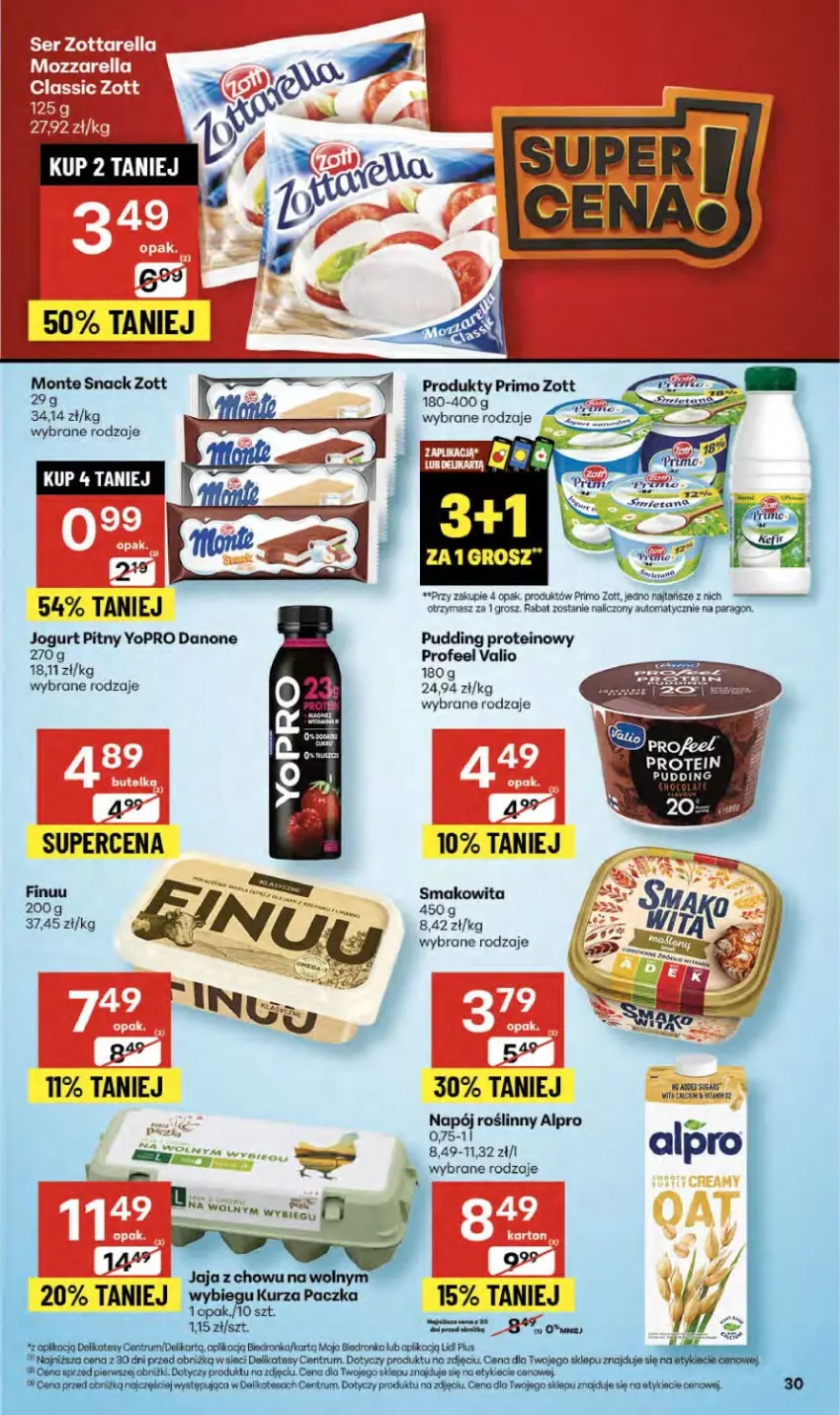 Gazetka promocyjna Delikatesy Centrum - Franczyza DC38 Czwartek - ważna 18.09 do 24.09.2025 - strona 30 - produkty: Alpro, Danone, Finuu, Jogurt, Jogurt pitny, Monte, Napój, Napój roślinny, Pudding, Rum, Smakowita, Zott