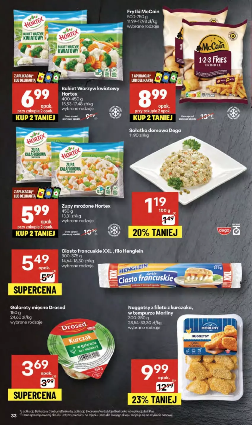 Gazetka promocyjna Delikatesy Centrum - Franczyza DC38 Czwartek - ważna 18.09 do 24.09.2025 - strona 33 - produkty: Bukiet, Bukiet warzyw, Ciasto francuskie, Dega, Dron, Fa, Gala, Hortex, Koc, Kurczak, Rum, Sałat, Sałatka