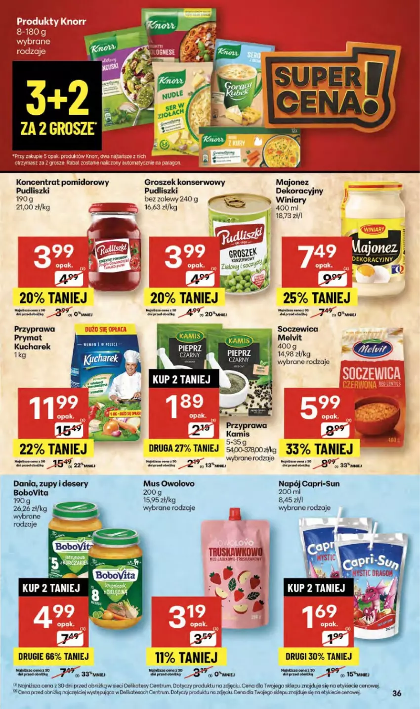 Gazetka promocyjna Delikatesy Centrum - Franczyza DC38 Czwartek - ważna 18.09 do 24.09.2025 - strona 36 - produkty: Deser, Groszek, Kamis, Koncentrat pomidorowy, Kucharek, Majonez, Melvit, Prymat, Pudliszki, Rum, Ser