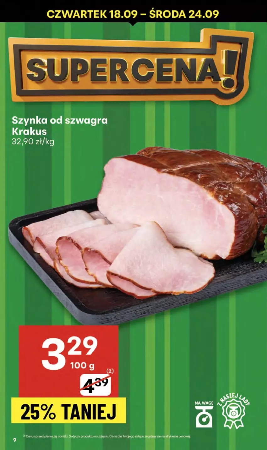 Gazetka promocyjna Delikatesy Centrum - Franczyza DC38 Czwartek - ważna 18.09 do 24.09.2025 - strona 9 - produkty: Gra, Krakus, Szynka