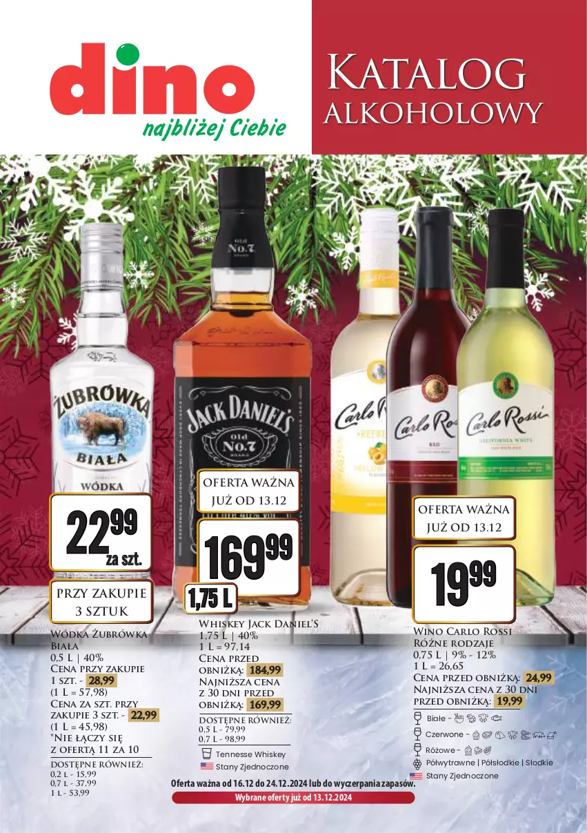 Gazetka promocyjna Dino - Katalog alkoholowy / grudzień 2024 - ważna 16.12 do 24.12.2024 - strona 1 - produkty: Carlo Rossi, Whiskey, Wino, Wódka