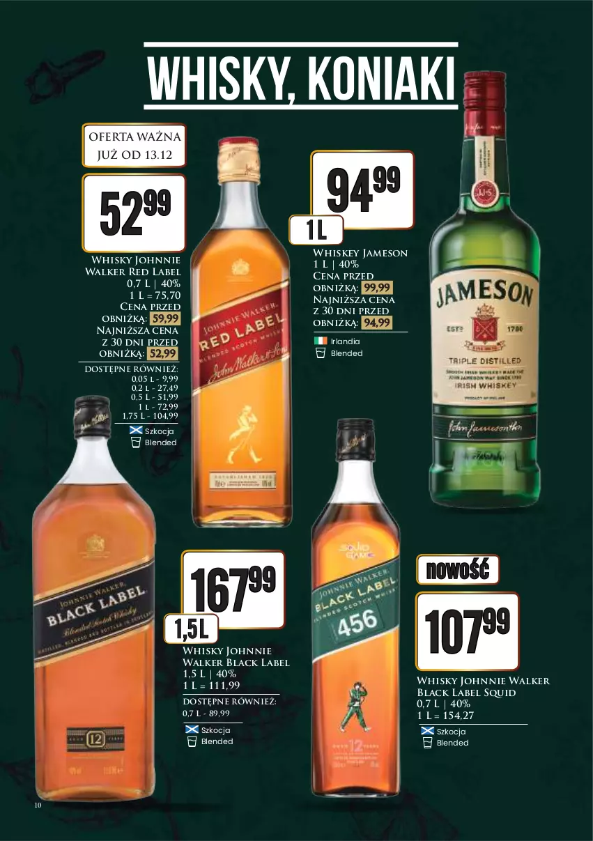 Gazetka promocyjna Dino - Katalog alkoholowy / grudzień 2024 - ważna 16.12 do 24.12.2024 - strona 10 - produkty: Jameson, Johnnie Walker, Koc, Lack, Whiskey, Whisky