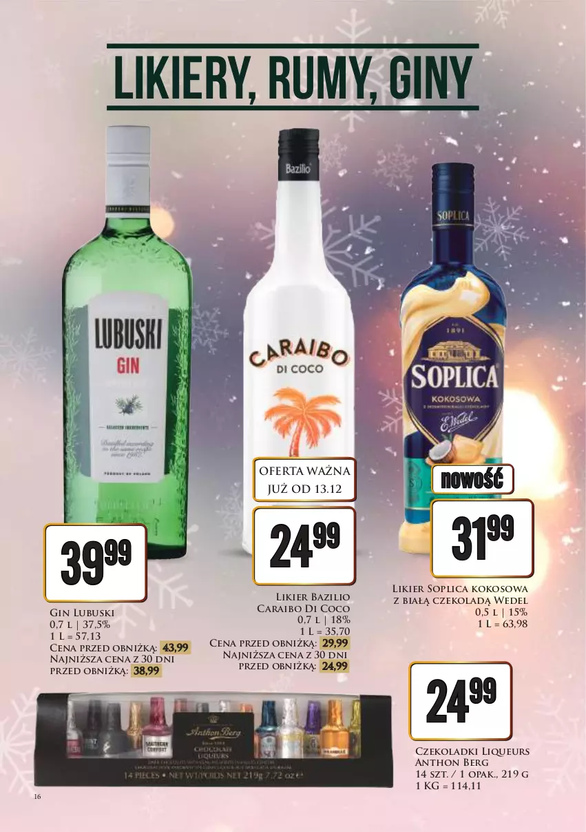 Gazetka promocyjna Dino - Katalog alkoholowy / grudzień 2024 - ważna 16.12 do 24.12.2024 - strona 16 - produkty: Gin, Kokos, Likier, Rum, Soplica