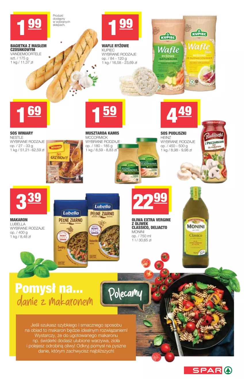 Gazetka promocyjna Spar - Spar - ważna 02.06 do 08.06.2021 - strona 5 - produkty: Bagietka, Bell, Bella, Gin, Heinz, Kamis, Kupiec, Lubella, Makaron, Monini, Mus, Musztarda, Piec, Pudliszki, Ryż, Sos, Wafle, Winiary