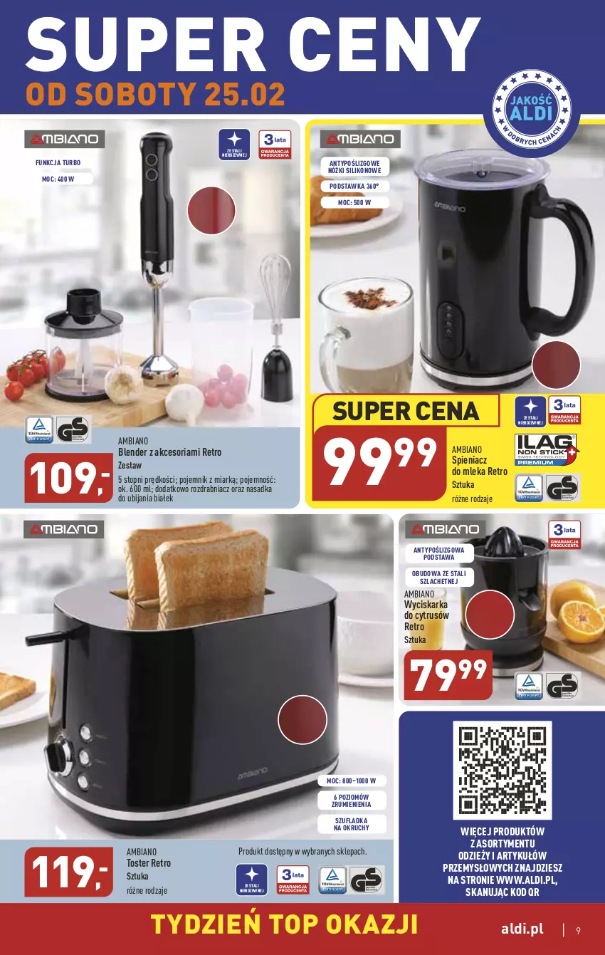 Gazetka promocyjna Aldi - COŚ na przyszły tydzień - ważna 22.02 do 25.02.2023 - strona 9 - produkty: Blender, Pojemnik, Rozdrabniacz, Rum, Top, Toster, Wyciskarka