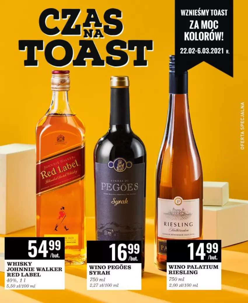 Gazetka promocyjna Biedronka - Czas na Toast - ważna 22.02 do 06.03.2021 - strona 1 - produkty: Johnnie Walker, Whisky, Wino