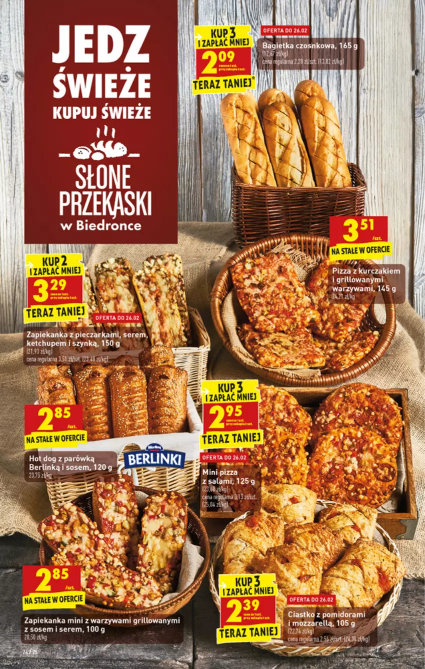 Gazetka promocyjna Biedronka - W tym tygodniu - ważna 24.02 do 02.03.2022 - strona 24 - produkty: Bagietka, Bagietka czosnkowa, Dron, Grill, Ketchup, Kurczak, Piec, Pieczarka, Salami, Ser, Sos, Warzywa, Zapiekanka