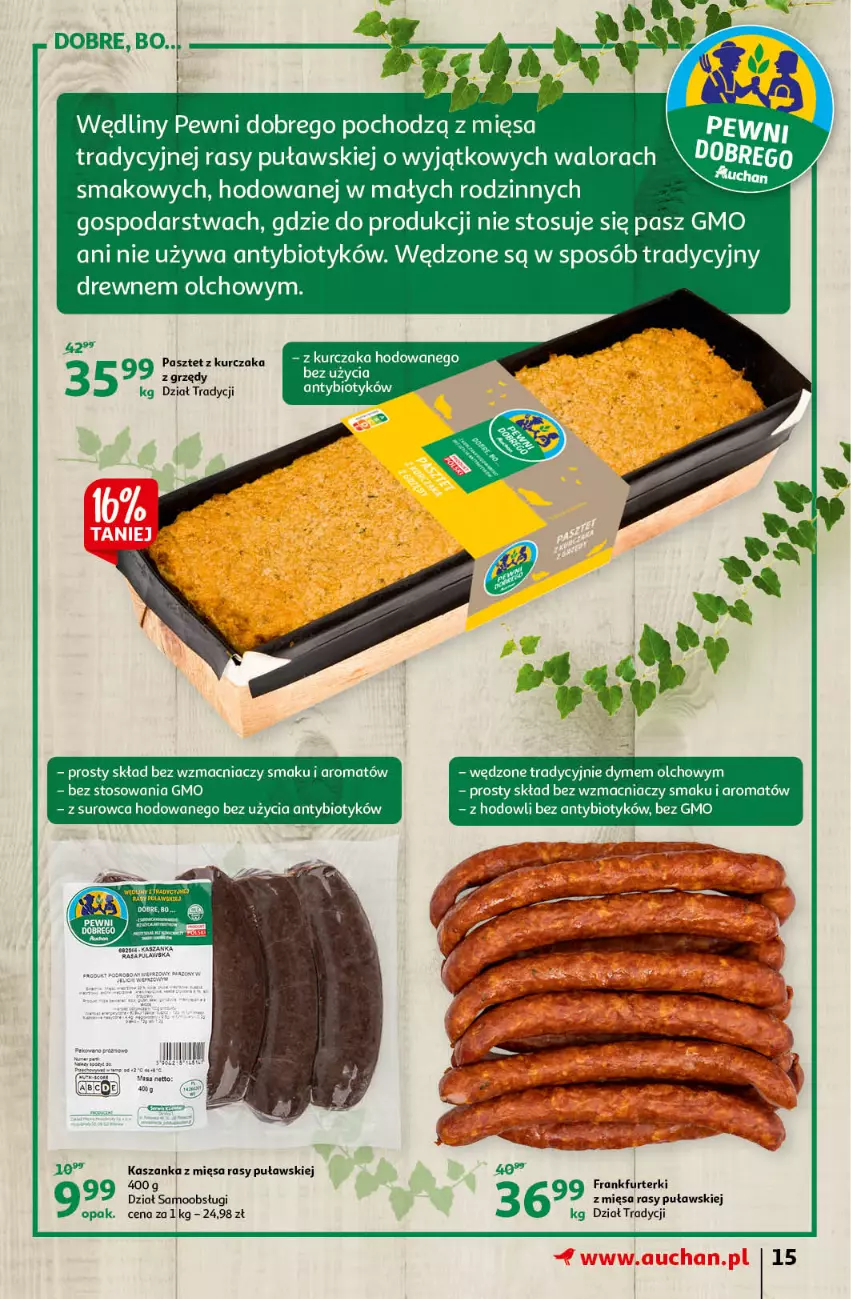 Gazetka promocyjna Auchan - Odkryj z nami regionalne smaki Hipermarkety - ważna 09.09 do 15.09.2021 - strona 15 - produkty: Fa, Frankfurterki, Kasza, Kaszanka, Kurczak, Pasztet