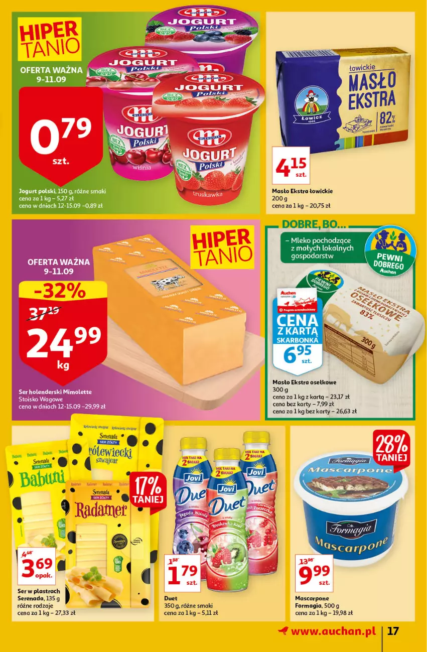 Gazetka promocyjna Auchan - Odkryj z nami regionalne smaki Hipermarkety - ważna 09.09 do 15.09.2021 - strona 17 - produkty: Jogurt, Mascarpone, Masło, Mleko, Ser