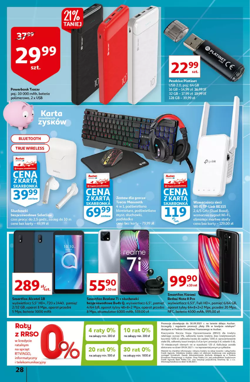 Gazetka promocyjna Auchan - Odkryj z nami regionalne smaki Hipermarkety - ważna 09.09 do 15.09.2021 - strona 28 - produkty: Acer, Akumulator, Bateria, Powerbank, Redmi Note, Słuchawki, Smartfon