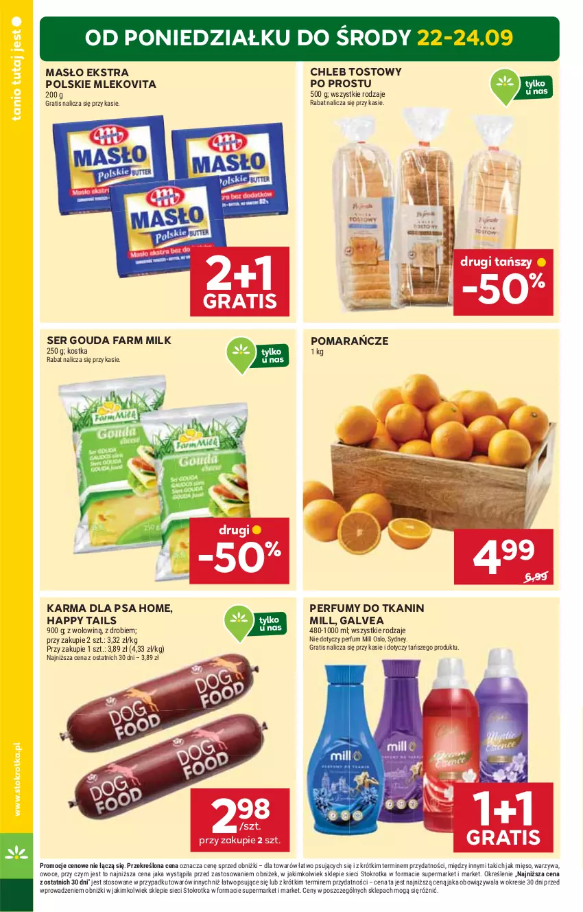 Gazetka promocyjna Stokrotka - Market - ważna 18.09 do 24.09.2025 - strona 4 - produkty: Chleb, Chleb tostowy, Fa, Farm Milk, Gouda, Gra, Masło, Mięso, Mleko, Mlekovita, Owoce, Perfum, Pomarańcze, Ser, Vita C, Warzywa