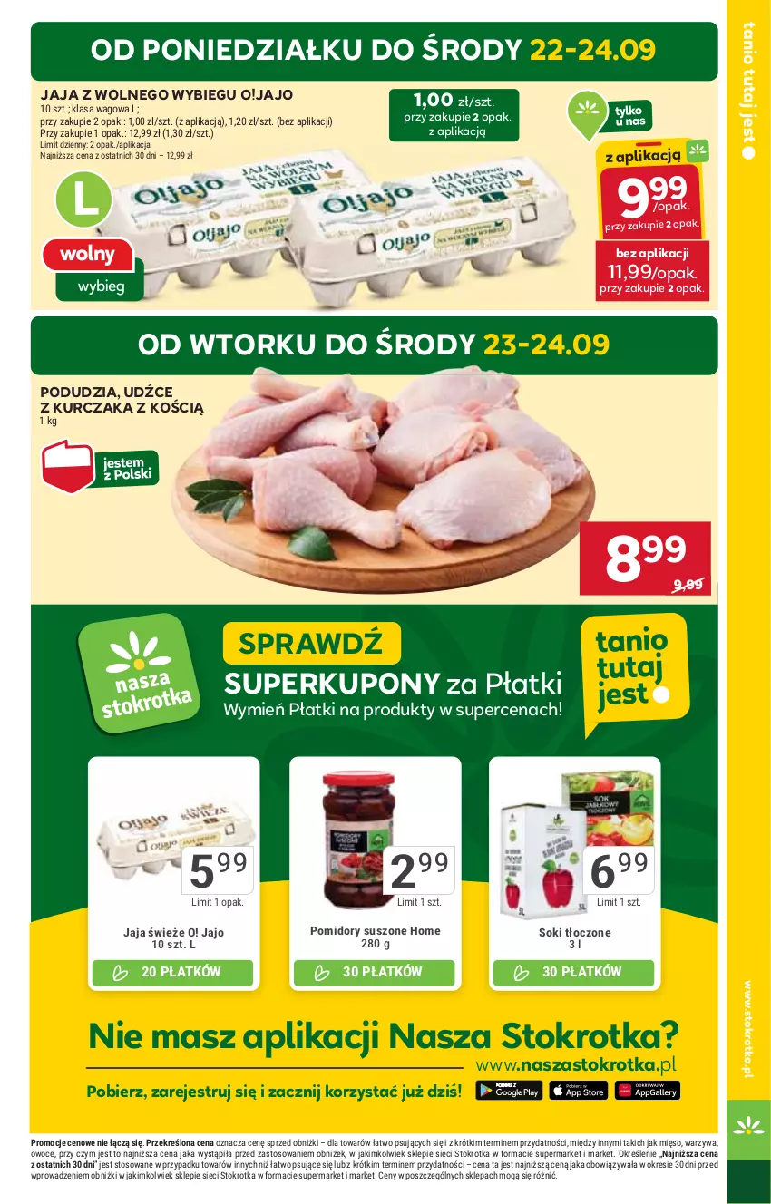 Gazetka promocyjna Stokrotka - Market - ważna 18.09 do 24.09.2025 - strona 5 - produkty: Jaja, Jaja z wolnego wybiegu, Kurczak, Mięso, Owoce, Pomidory, Sok, Warzywa