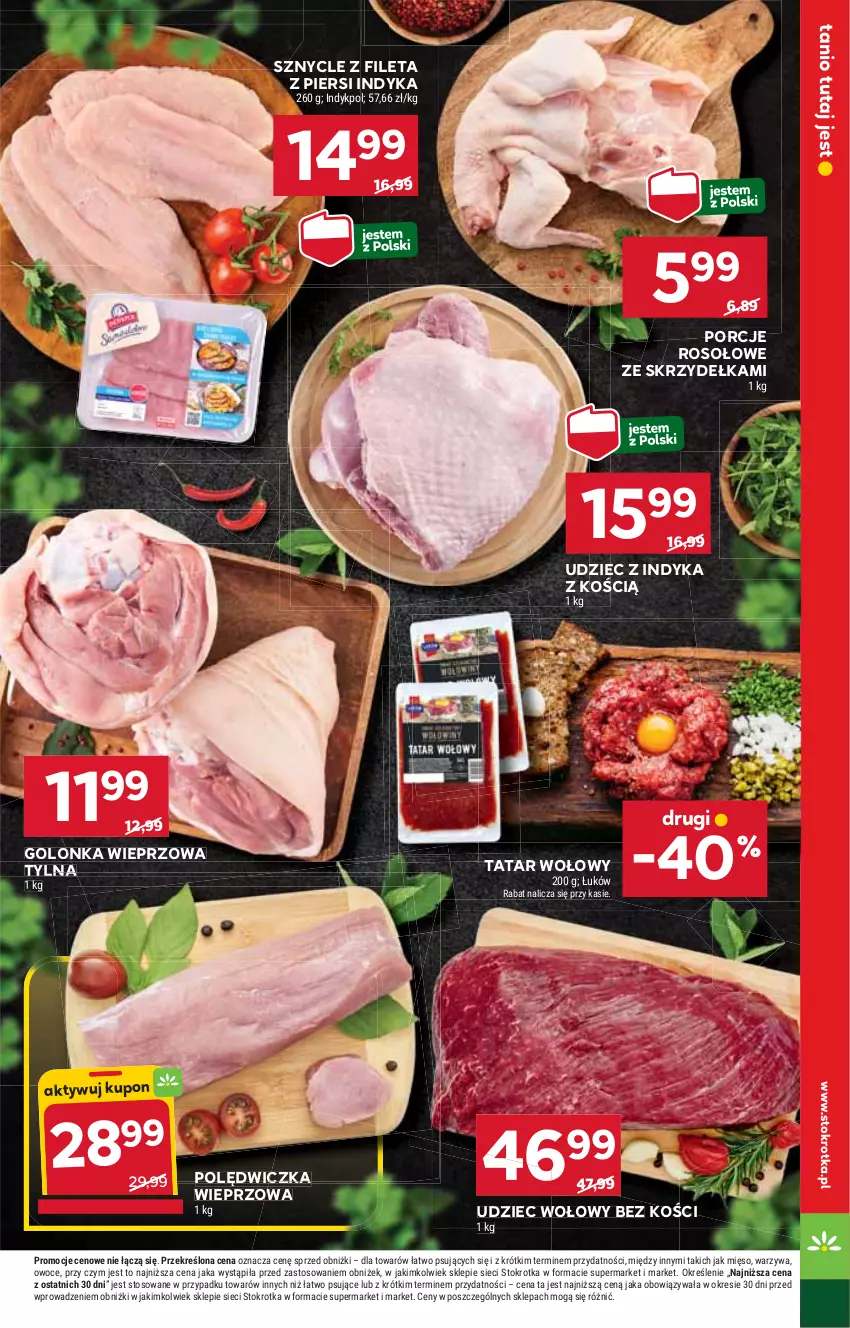 Gazetka promocyjna Stokrotka - Market - ważna 18.09 do 24.09.2025 - strona 7 - produkty: Golonka wieprzowa, Mięso, Owoce, Por, Tatar wołowy, Udziec wołowy, Udziec z indyka, Warzywa