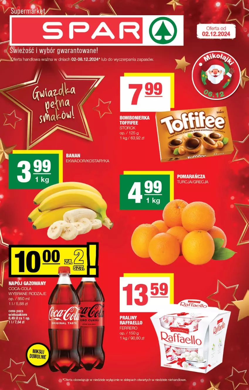 Gazetka promocyjna Spar - Spar - ważna 01.12 do 11.12.2024 - strona 1 - produkty: Coca-Cola, Fa, Ferrero, Gin, Raffaello, Toffifee