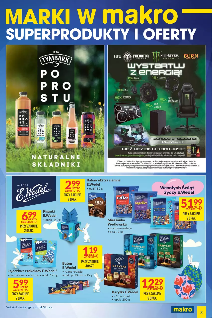 Gazetka promocyjna Makro - [Oferta specjalna] Marki w MAKRO - ważna 05.04 do 18.04.2022 - strona 3 - produkty: Baryłki, Baton, Kakao, Mieszanka wedlowska, Sanki