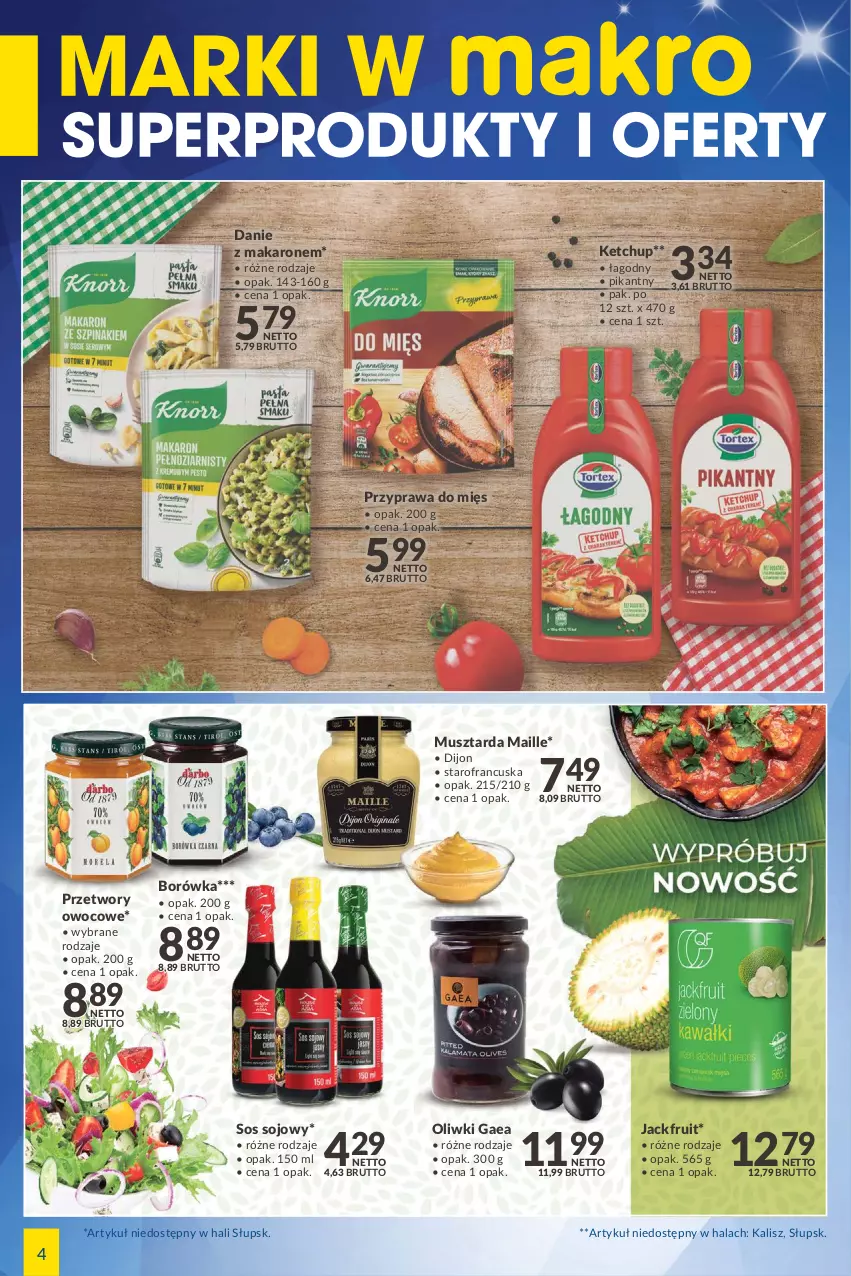 Gazetka promocyjna Makro - [Oferta specjalna] Marki w MAKRO - ważna 05.04 do 18.04.2022 - strona 4 - produkty: Borówka, Ketchup, Makaron, Mus, Musztarda, Oliwki, Sos, Sos sojowy