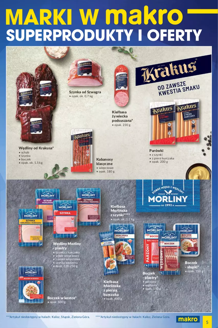 Gazetka promocyjna Makro - [Oferta specjalna] Marki w MAKRO - ważna 05.04 do 18.04.2022 - strona 5 - produkty: Boczek, Gra, Kabanos, Kiełbasa, Krakus, Kurczak, Morliny, Parówki, Schab wieprzowy, Szynka, Szynka wieprzowa