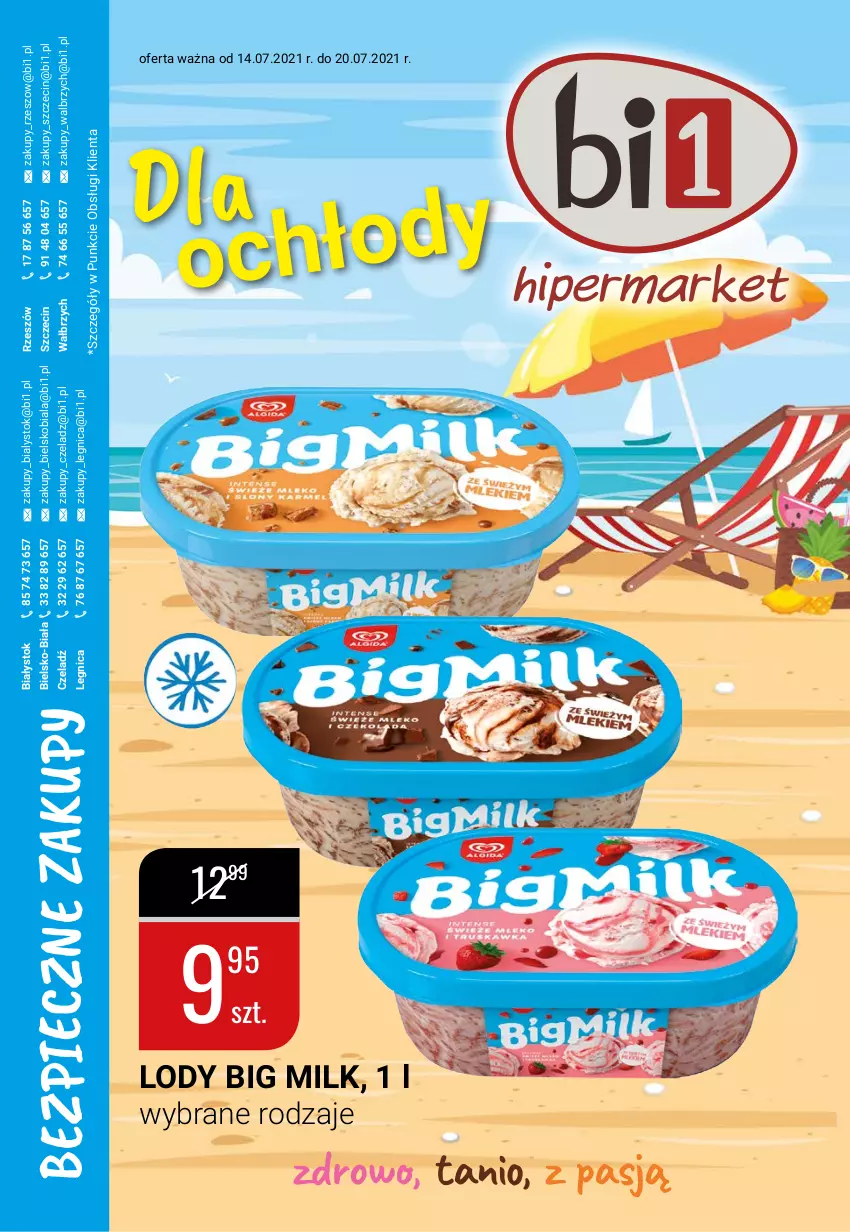 Gazetka promocyjna Bi1 - Dla ochłody - ważna 14.07 do 20.07.2021 - strona 1 - produkty: Big Milk, Lody, Piec