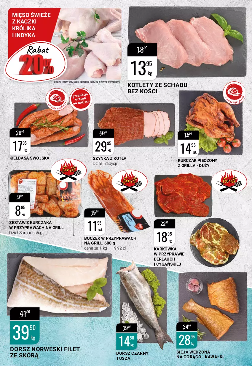 Gazetka promocyjna Bi1 - Dla ochłody - ważna 14.07 do 20.07.2021 - strona 2 - produkty: Boczek, Dorsz, Grill, Kawa, Kiełbasa, Kotlet, Królik, Kurczak, Mięso, Piec, Sieja wędzona, Szynka, Tusz