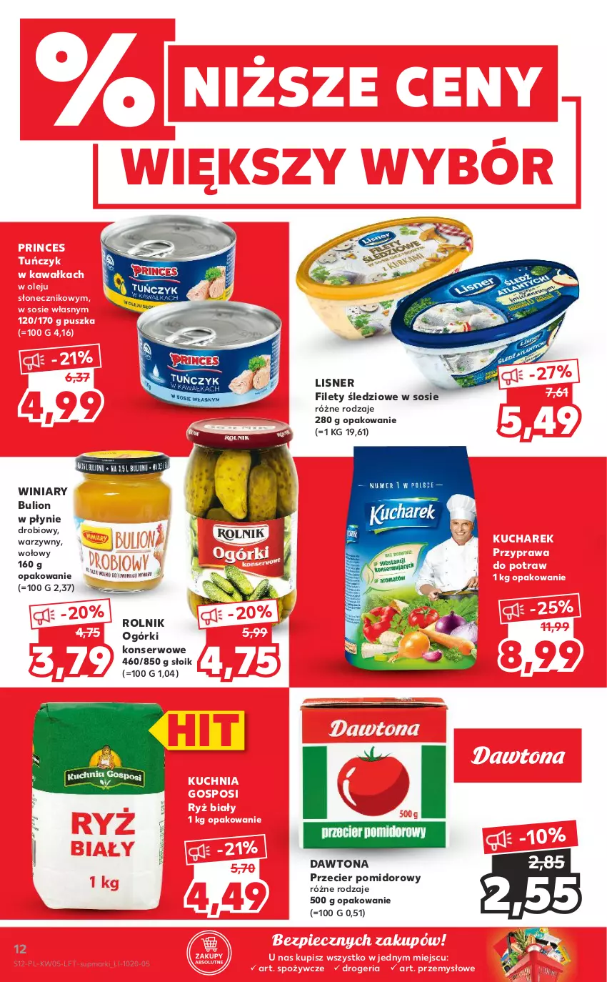 Gazetka promocyjna Kaufland - OFERTA TYGODNIA - ważna 03.02 do 09.02.2022 - strona 12 - produkty: Bulion, Dawtona, Kawa, Kucharek, Kuchnia, Lion, Lisner, Ogórki konserwowe, Olej, Piec, Przyprawa do potraw, Rolnik, Ryż, Ryż biały, Ser, Sos, Tuńczyk, Winiary