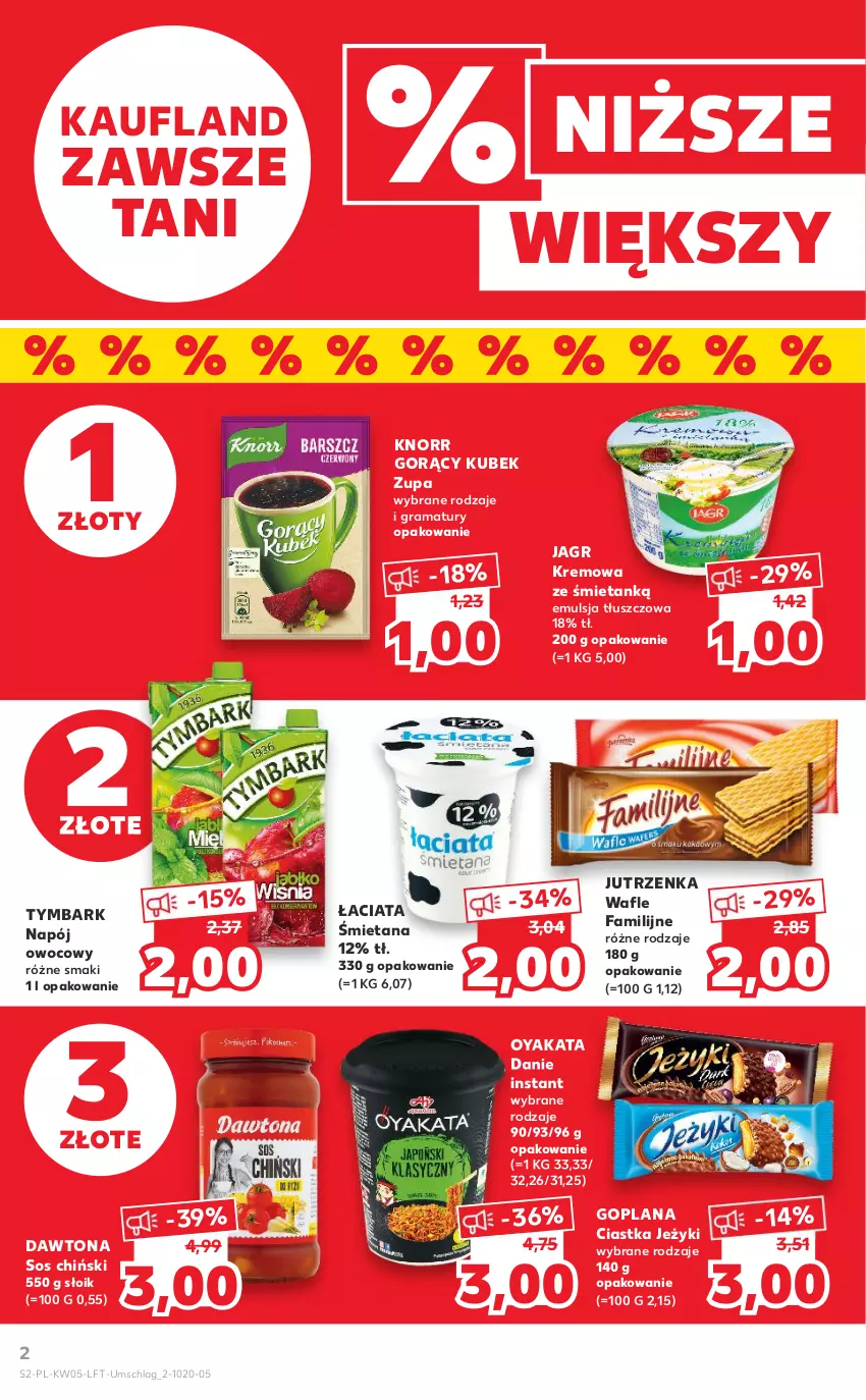 Gazetka promocyjna Kaufland - OFERTA TYGODNIA - ważna 03.02 do 09.02.2022 - strona 2 - produkty: Ciastka, Dawtona, Emulsja, Fa, Goplana, Gra, Jagr, Jeżyki, Jutrzenka, Knorr, Kremowa ze śmietanką, Kubek, LANA, Napój, Rama, Sos, Tymbark, Wafle, Zupa