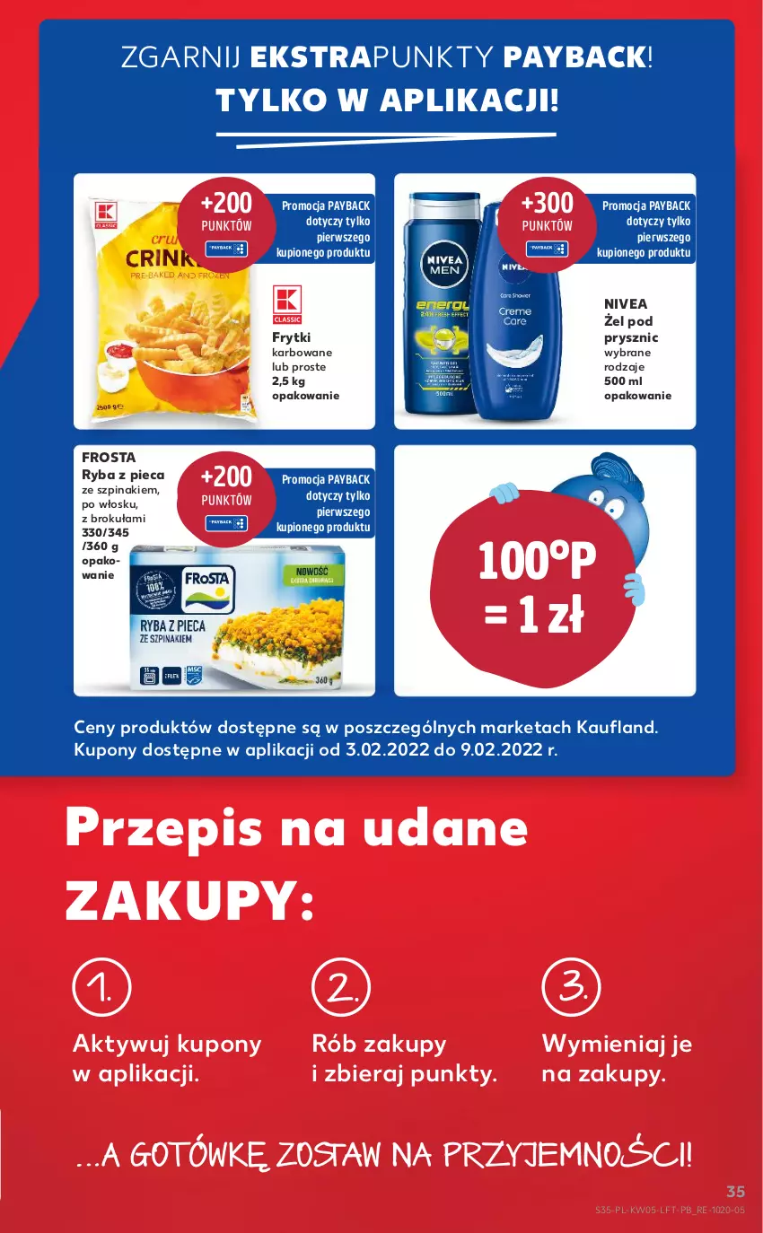 Gazetka promocyjna Kaufland - OFERTA TYGODNIA - ważna 03.02 do 09.02.2022 - strona 35 - produkty: Frosta, Frytki, Nivea, Piec, Ryba, Szpinak