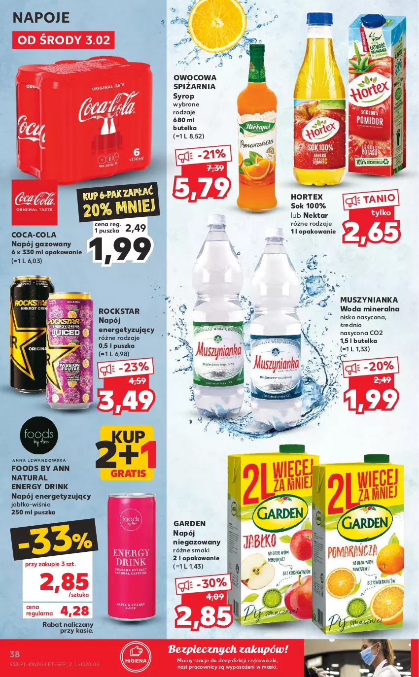 Gazetka promocyjna Kaufland - OFERTA TYGODNIA - ważna 03.02 do 09.02.2022 - strona 38 - produkty: Coca-Cola, Gra, Hortex, Mus, Muszynianka, Napój, Napój gazowany, Napój niegazowany, Napoje, Nektar, O nas, Piec, Sok, Syrop, Woda, Woda mineralna